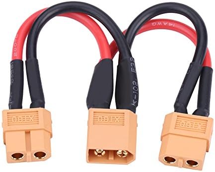 2 Pezzi Cavo XT60 Parallelo Maschio a 2 Femmina e Femmina a 2 Maschio 14AWG | Adattatori per Batterie Lipo RC | Droni, Auto, Aerei, Modellismo