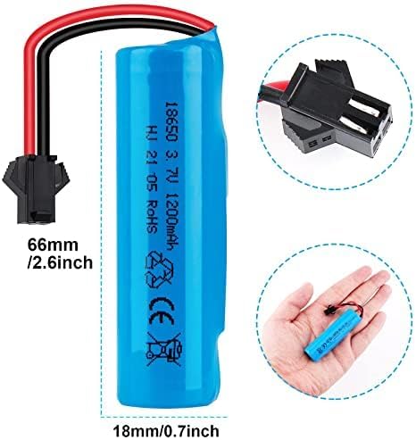 2 Pieces 3.7V 1200mAh Batteries with USB Charging Cable, SM-2P Plug, Compatible with DE45 DE42 1:14 Off-road and Drift Racing