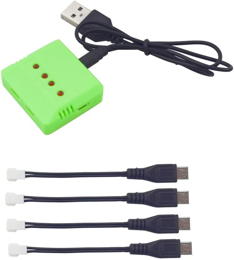 Set 4 Batterie LiPO 3.7V 500mAh + Caricabatterie 4 in 1 | Per Droni E58 S168 JY019 RC