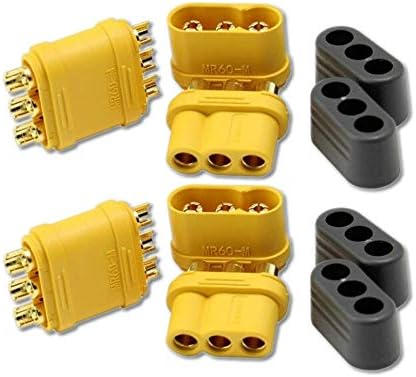 5 Pairs of High Quality MR60 Connectors, Male-Female with Protective Sheath , Model RC Lipo Battery Connectors