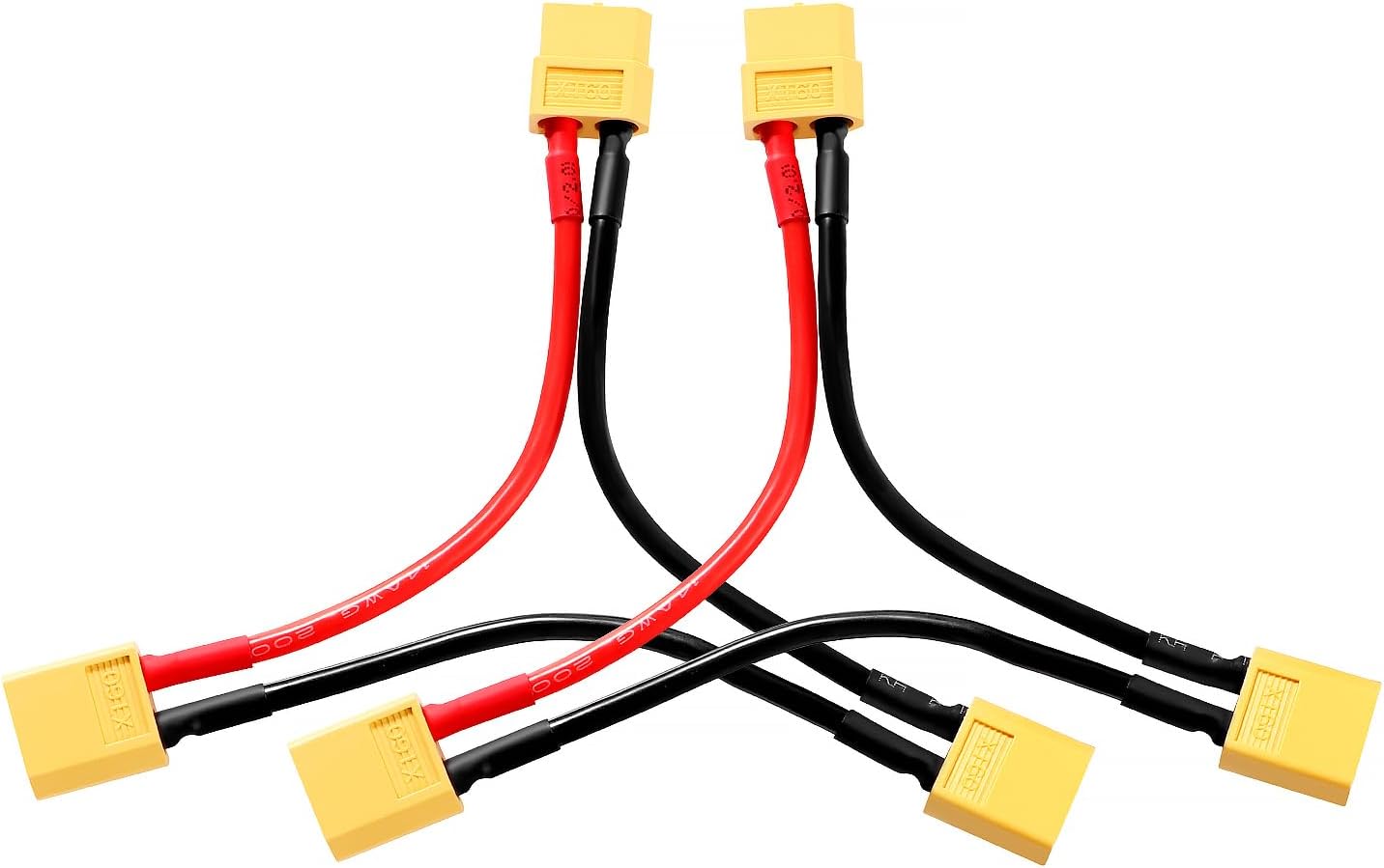 2 Pieces XT60 Series 2 Lipo Adapter Cable, Voltage Increasing, M/F Connector, Specific for Dynamic Modeling, Silicone, Plastic | Yellow, Red, Black