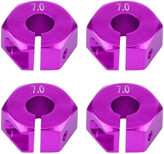 Adattatori per Mozzi Ruota Esagonali 12 mm Universali per Auto HSP Sakura RC 1/10 (Set di 4) - 7 mm Viola