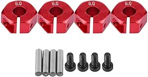 Adattatori per Mozzi Ruota Esagonali 12 mm Universali per Auto HSP Sakura RC 1/10 (Set di 4) - 6 mm Rosso