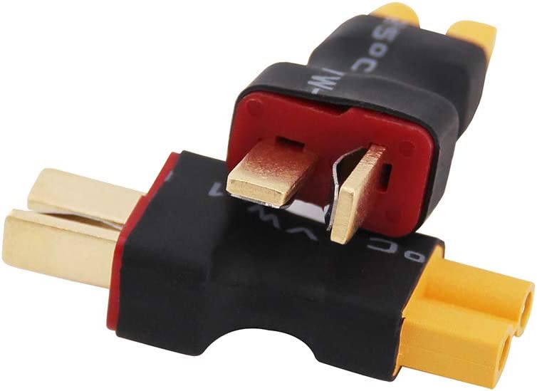 Set di 4 adattatori XT30 Femmina a Deans T-Plug Maschio | Connessioni Sicure per Modellismo RC, Giallo