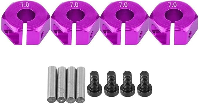Adattatori per Mozzi Ruota Esagonali 12 mm Universali per Auto HSP Sakura RC 1/10 (Set di 4) - 7 mm Viola