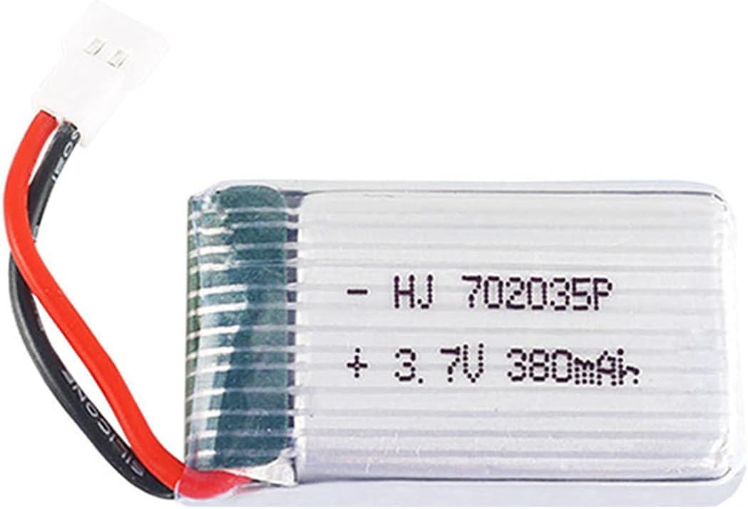 2 Pieces LiPo Batteries 3.7v 380mAh with USB Cable | Compatible with Hubsan X4 H107c H107d H107L, Syma X11 X11C, HS170 | Ideal for RC Quadricopters, RC Helicopters, Silver