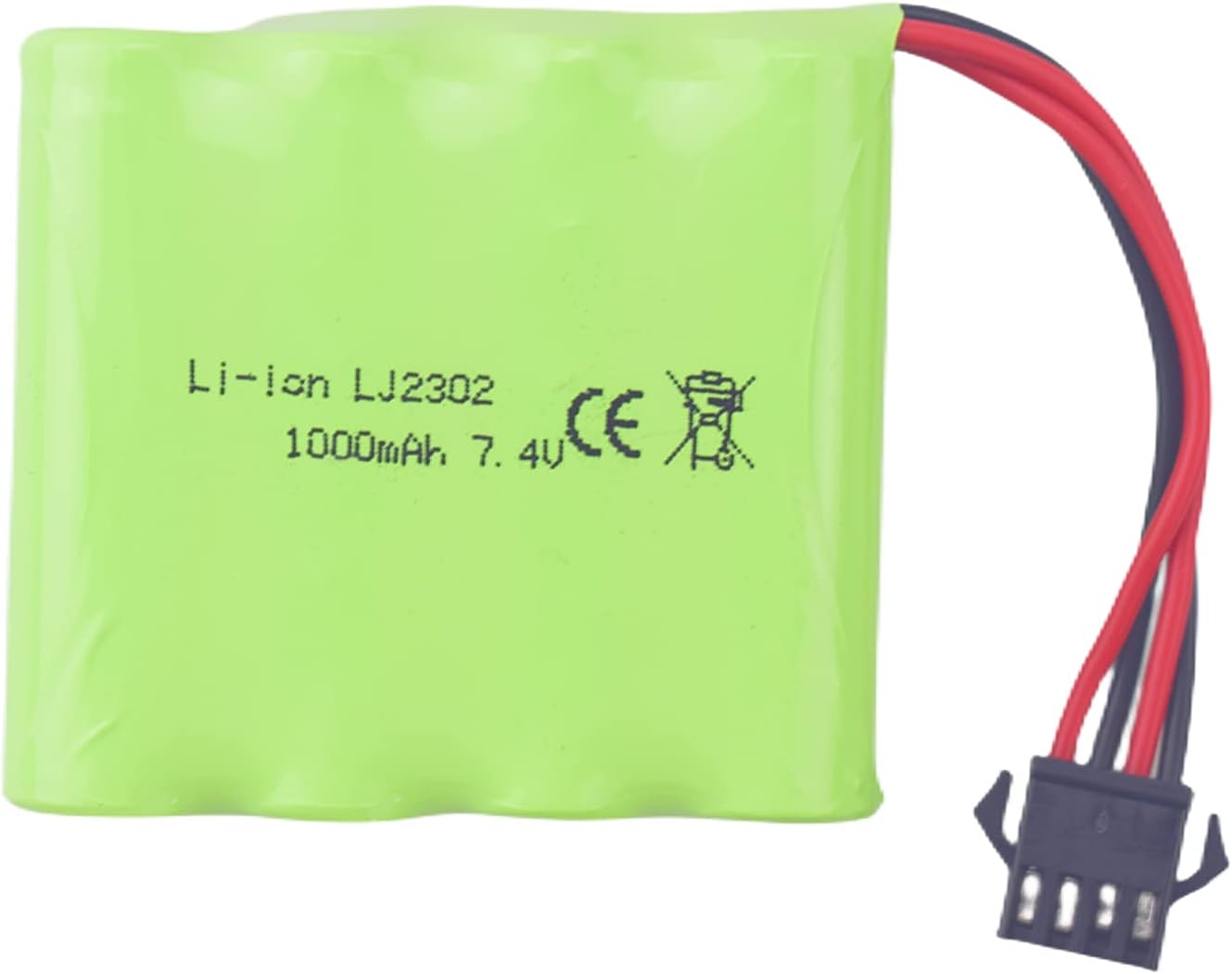 Batteria Ricaricabile 7.4V 1000mAh SM-4P per RC DE36W DE65 | Ricarica USB Facile | Alta Durata, Design Compatto, Green