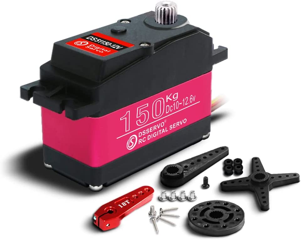 Servomotore DS51150 12V 150KG | Alta Coppia 173kg-cm, Velocità 0.19 sec/60° | Per Robotica, Camion Robotizzati, Auto Baja 1:10
