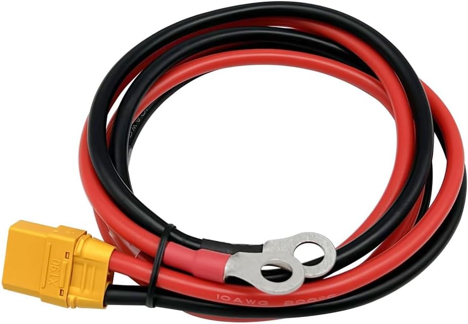 Connettore XT90H-F Femmina a Terminale O-Ring con Cavo in Silicone 10AWG da 100cm – Adattatore per Batterie Lipo RC, Droni FPV, Auto, Elicotteri e Stazioni di Alimentazione