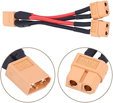 2 Pezzi Cavo XT60 Parallelo Maschio a 2 Femmina e Femmina a 2 Maschio 14AWG | Adattatori per Batterie Lipo RC | Droni, Auto, Aerei, Modellismo