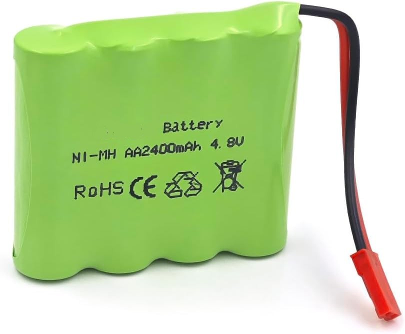 Baterija Ni-Mh 4,8 V 2400 mAh za polnjenje | Za avto na daljinsko upravljanje, RC Rock Crawler | Hitro polnjenje, zdrži 18+ min, zelena