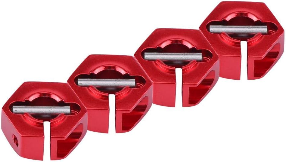 Adattatori per Mozzi Ruota Esagonali 12 mm Universali per Auto HSP Sakura RC 1/10 (Set di 4) - 5 mm Rosso