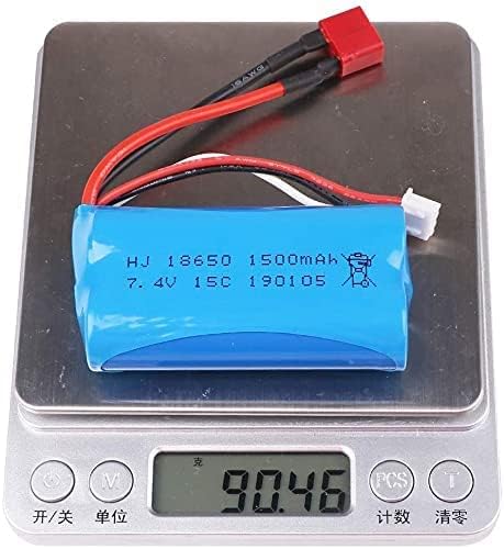 2 Pieces 7.4V 1500MAH Li-Ion Battery High-Discharge T Plug Stable RC Car Accessories 15C for T40 for RC Car for F49 with USB Charger