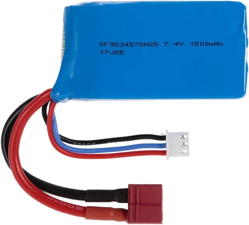 Batteria Ricaricabile LiPo 7,4V 1500mAh | Compatibile con WLtoys A959-B, A979-B | Alta Capacità e Sicurezza | Per Modellismo RC, Blu