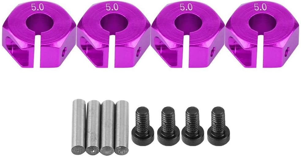 Adattatori per Mozzi Ruota Esagonali 12 mm Universali per Auto HSP Sakura RC 1/10 (Set di 4) - 5 mm Viola