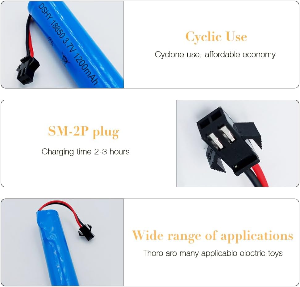 4 Pezzi Batterie 3.7V 1200mAh con Cavo USB per DE45 DE42 1:14 | Spina SM-2P | Ricarica Veloce, Blu