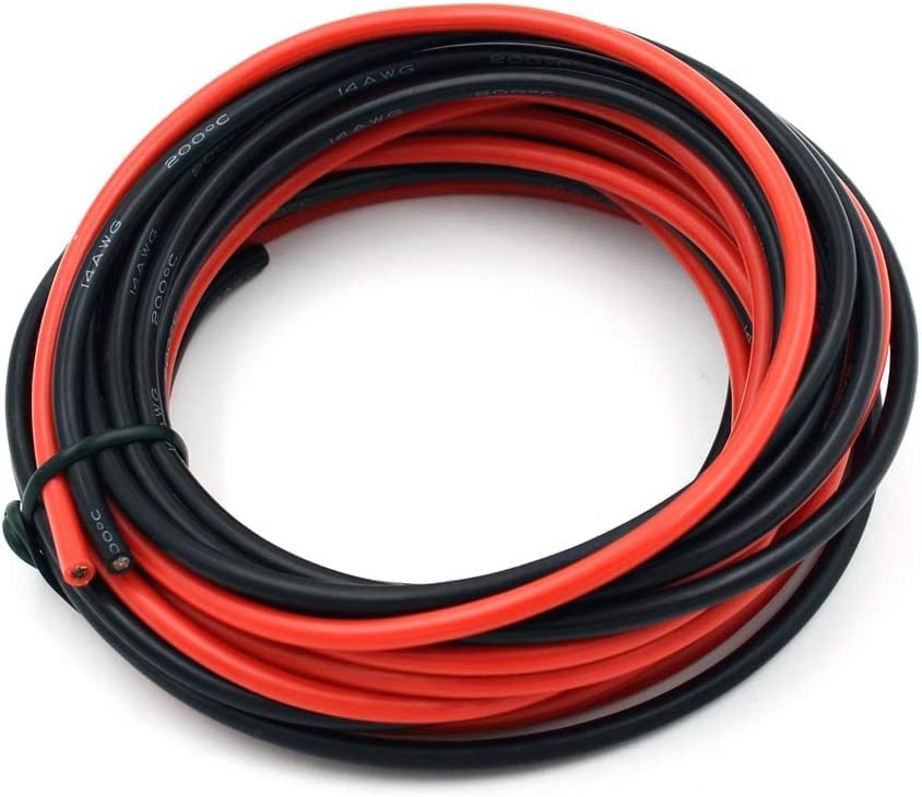 Cavo Siliconico 14 AWG | 5m Flessibile e Resistente alle Alte Temperature | Per Cablaggio Elettrico, Rosso