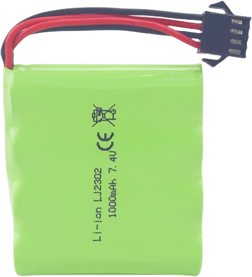 7,4 V 1000 mAh SM-4P punjiva baterija za RC DE36W DE65 | Jednostavno USB punjenje | Visoka izdržljivost, kompaktan dizajn, zeleno