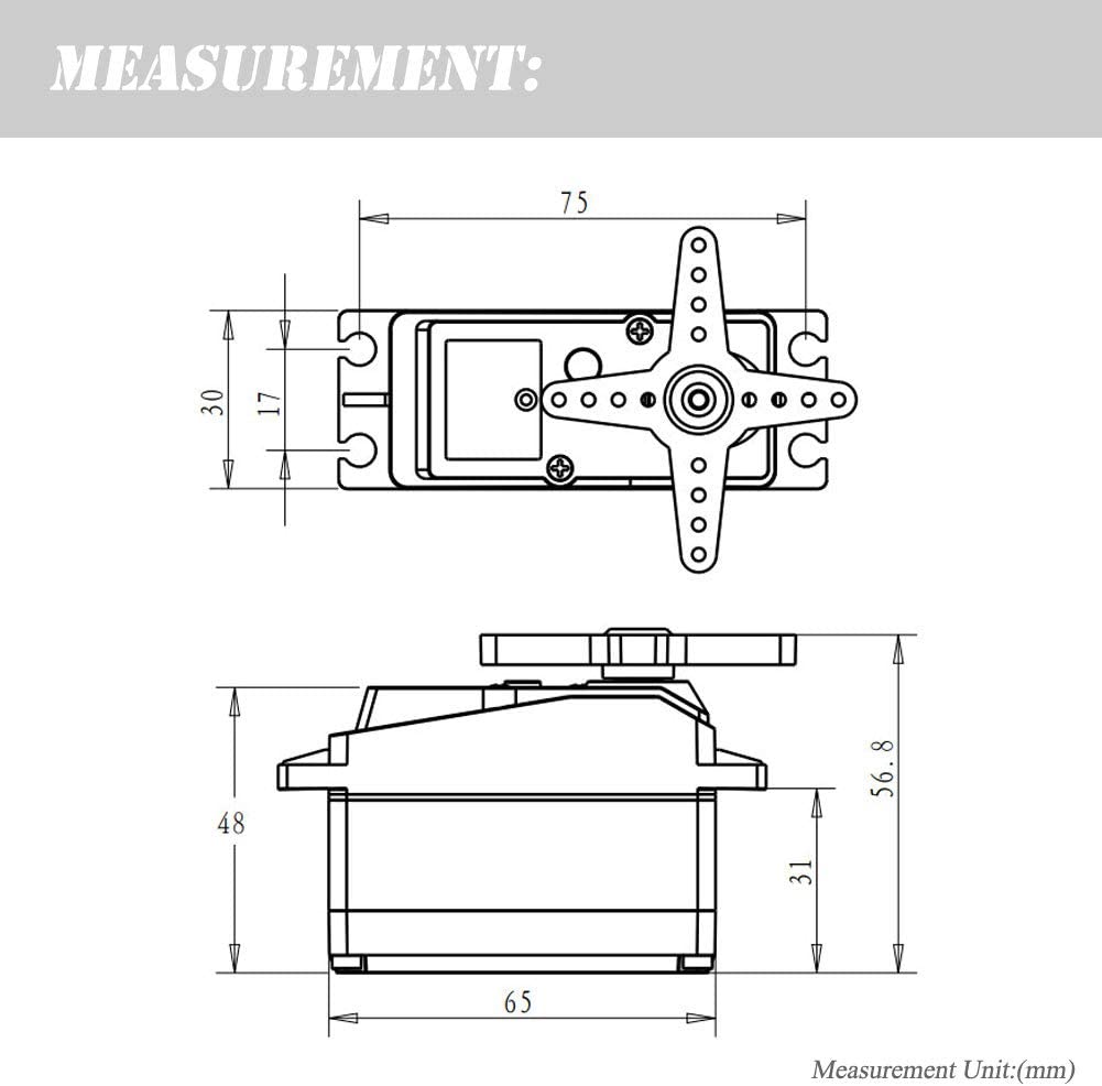 Digital Servomotor DS5160 7.4V 60KG with 18T Cam Servomotor for Robotic Truck Model Baja Car 1/10 (180 degrees)