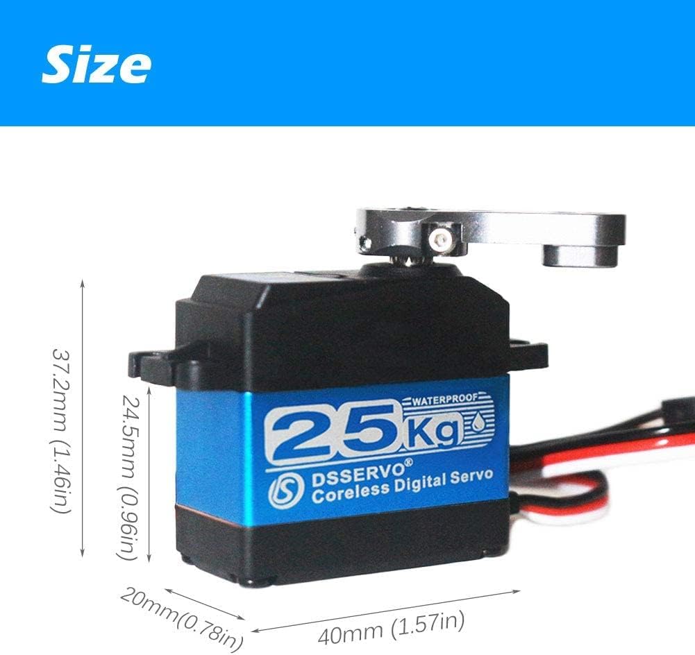 Digital Coreless Servomotor DS3225PRO 7.4V 25KG with 25T Cams for Robotic Truck Model Baja Car 1/10 (180 degrees)