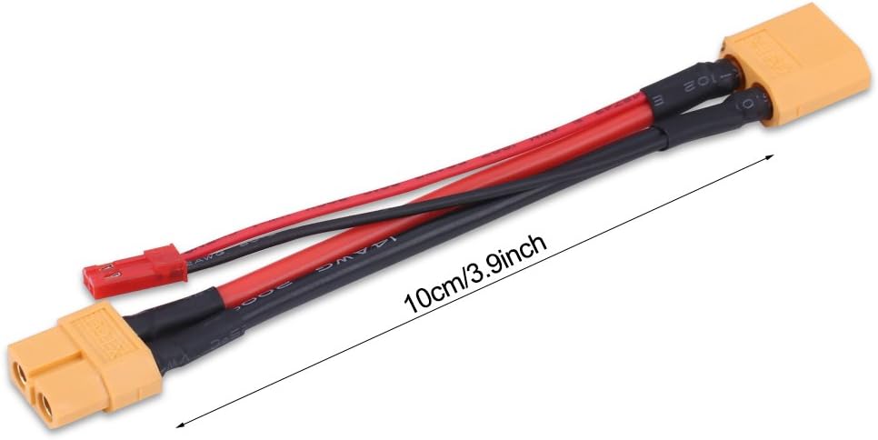 Set 2Pcs Adattatore Cavo XT60 Maschio/Femmina 14AWG + Spina JST 22AWG | Accessori per Modelli RC