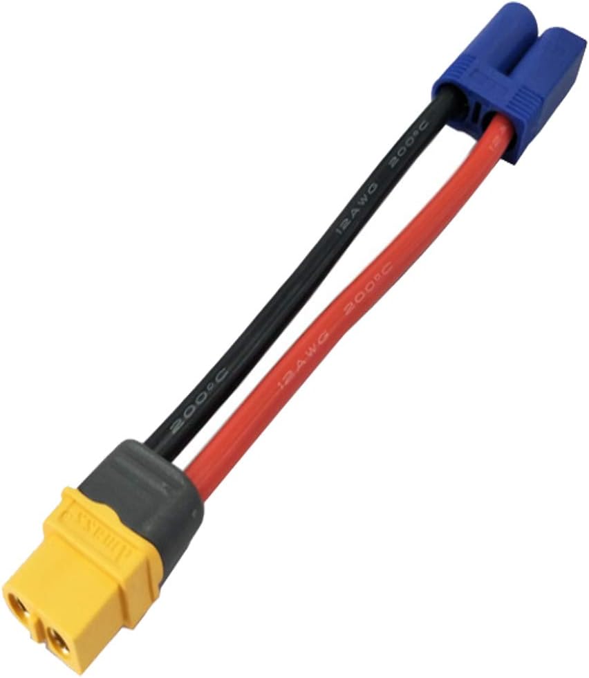 Adattatori Connettore XT60 a EC5 | 2 Paia | Cavo in Silicone 12AWG Alta Qualità | Per Modellismo RC e Droni