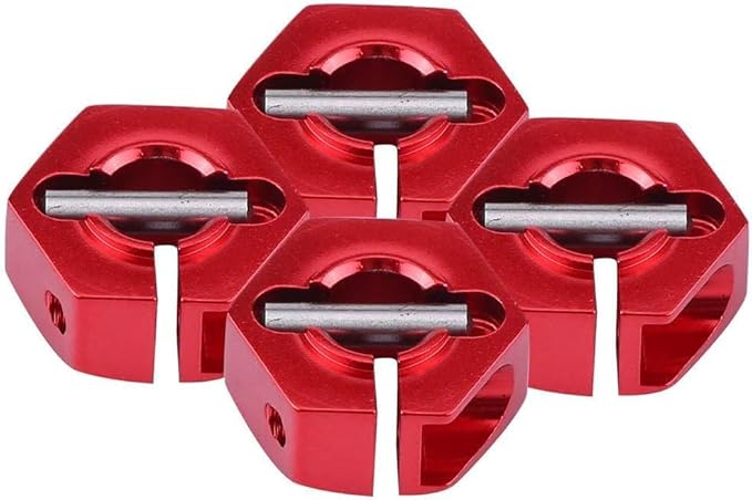 Adattatori per Mozzi Ruota Esagonali 12 mm Universali per Auto HSP Sakura RC 1/10 (Set di 4) - 6 mm Rosso