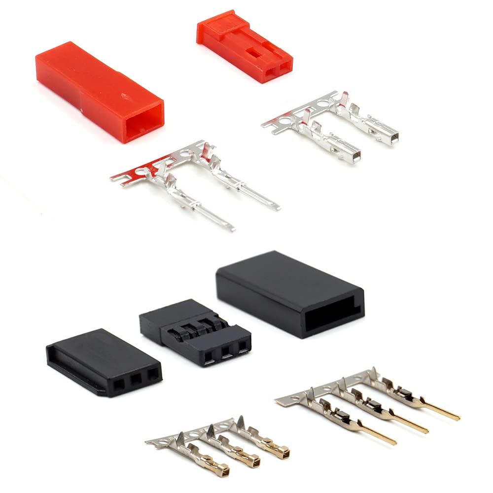 40-Piece Set of Servo Connectors - Male and Female Plugs - Cable Kit Compatible with JST, SYP, Futaba, Hitec, Spektrum - Essential Tool for RC Modeling