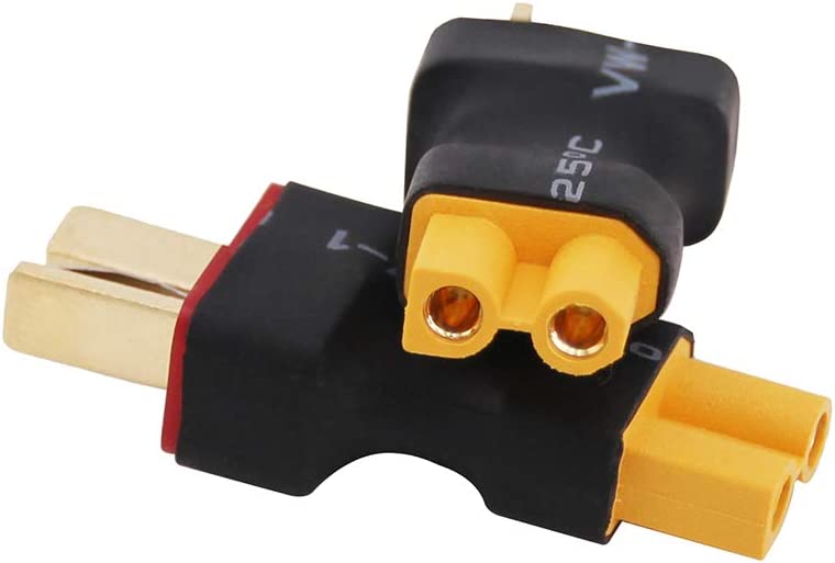 Set di 4 adattatori XT30 Femmina a Deans T-Plug Maschio | Connessioni Sicure per Modellismo RC, Giallo