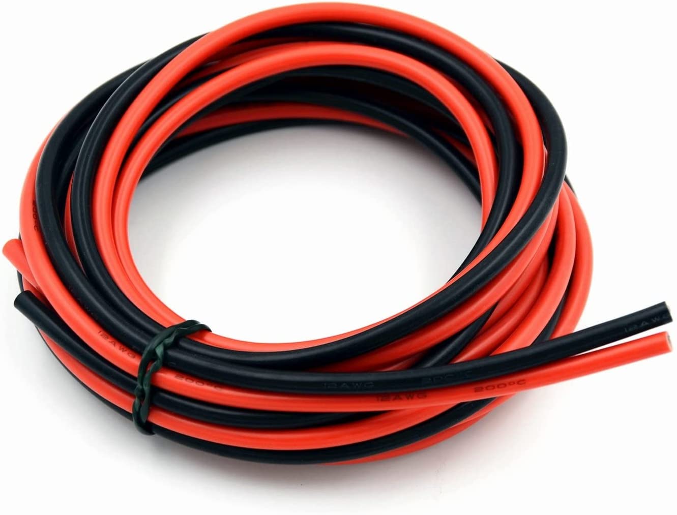 Cavo Silicone 12 AWG, 5m Flessibile | Alta Conducibilità, Resistente alle Alte Temperature | Identificazione Polarità, Rosso e Nero
