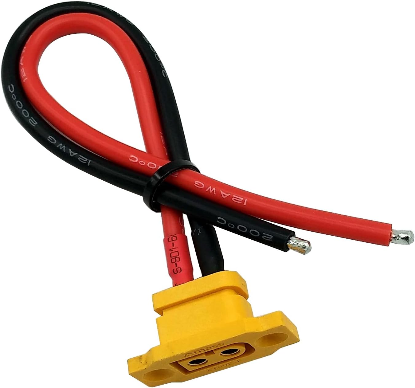 2 Pezzi Connettori XT60E-F da Pannello con Cavo 20 cm 12AWG in Silicone – Connettore XT60 di Montaggio per Batterie Lipo RC, Droni FPV, Auto, Aerei ed Elicotteri