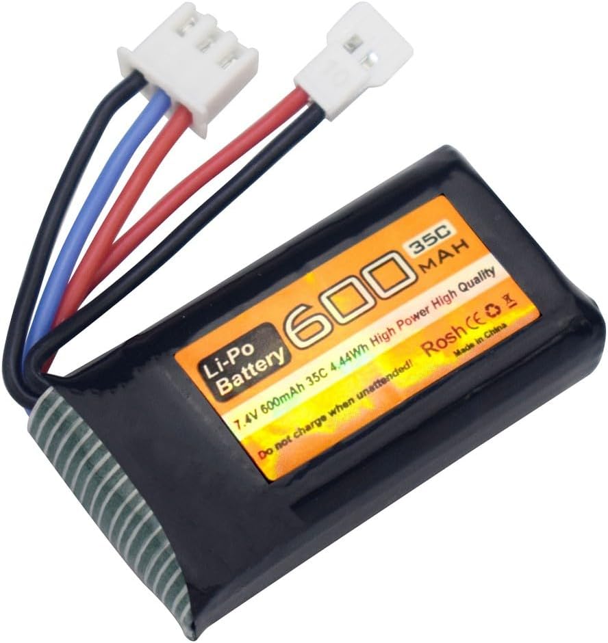 7.4V 600mAh 35C 2S LiPo Battery with Molex Plug - Compatible with FMS FCX24 RC Car Truck and Climbing Electric Vehicles