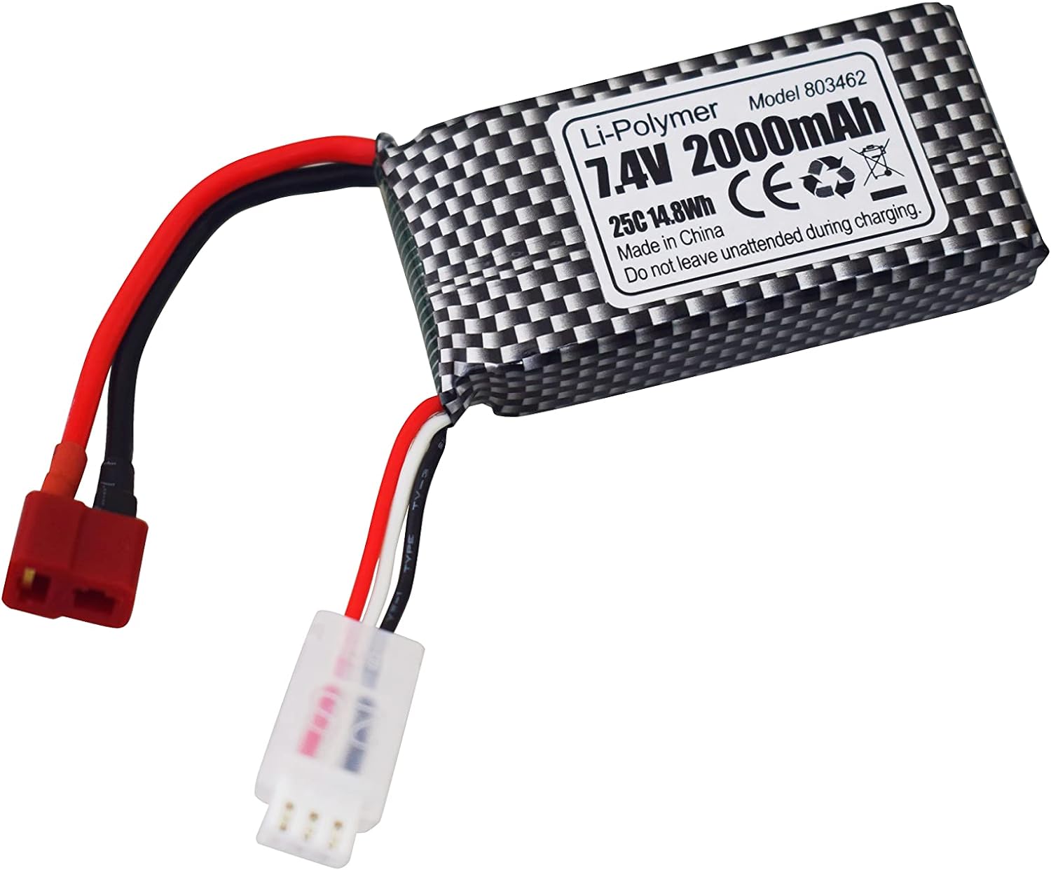 Set 2 Batterie LiPo 7.4V 2000mAh con T-plug e Caricatore 2in1 | Compatibile RC 9200, 9200E, S920, 9125