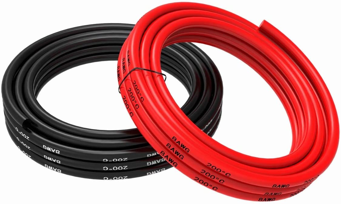 Cavo Silicone 8 AWG, 5m Flessibile | Resistenza Temp -60°C +200°C | Tensione 600V, Rosso, Rame | Per Progetti Elettronici, RC, Collegamenti Alimentazione