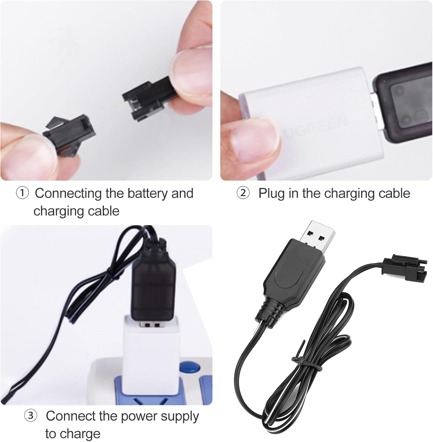 2 Pezzi Caricabatteria USB 3.7V Cavi Caricabatteria RC per Batterie NiCd/NiMH/LiPo con Spina SM-2P Compatibile con Auto RC, Droni FPV