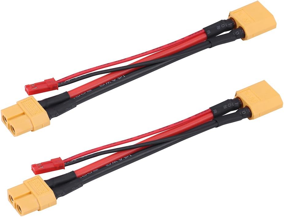 Set 2Pcs Adattatore Cavo XT60 Maschio/Femmina 14AWG + Spina JST 22AWG | Accessori per Modelli RC