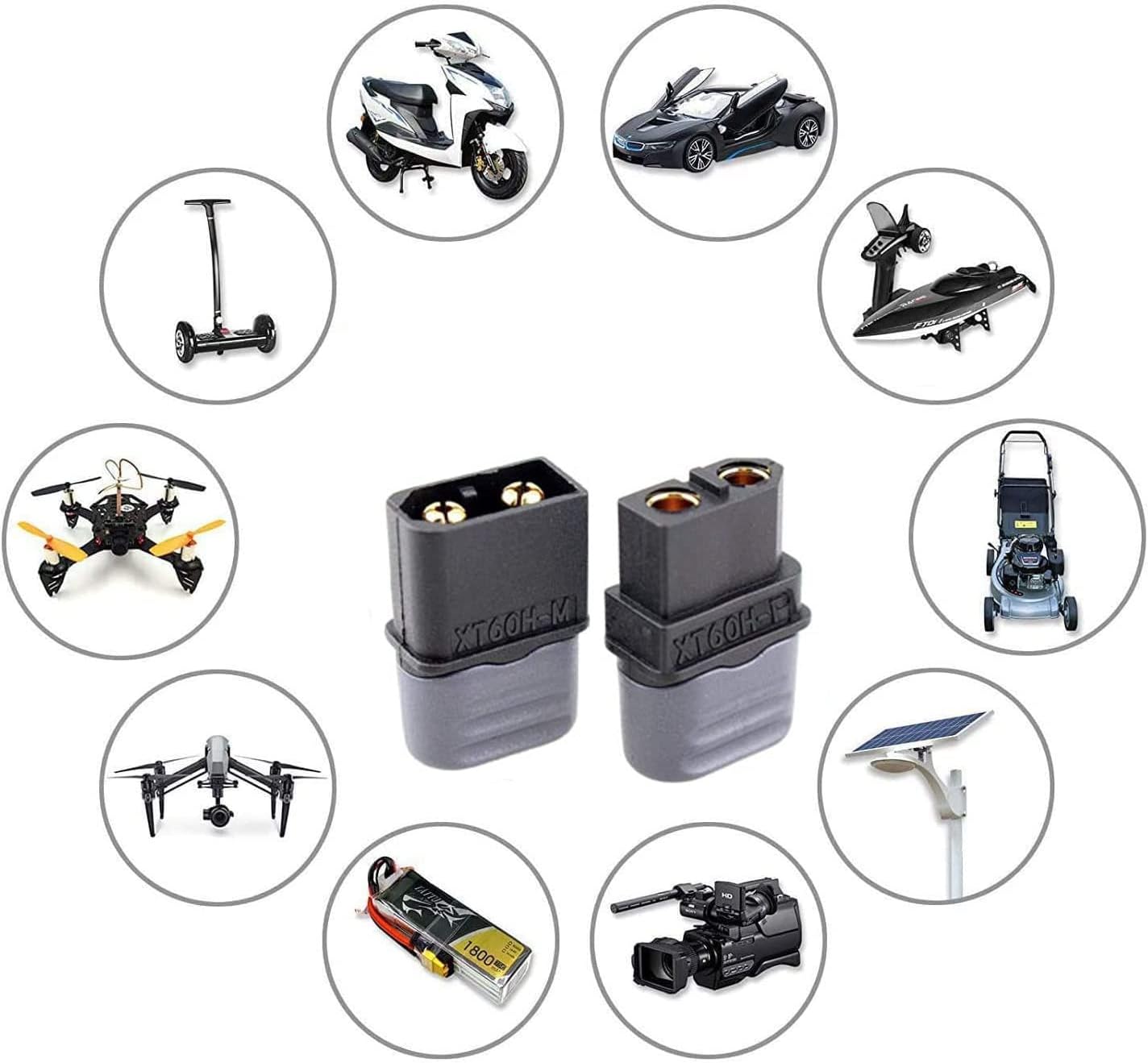 5 Paia di Connettori XT60H Maschio Femmina con Involucri (5 Coppie) - Nero | Connettori di Alta Qualità per Modellismo e Progetti Elettronici