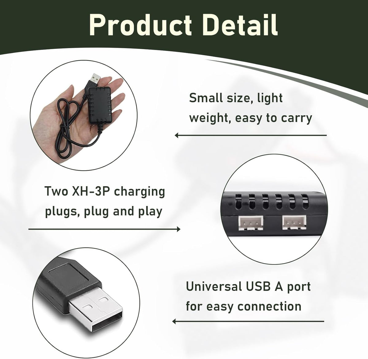 Caricatore LiPo 7.4V 2S 1A con Bilanciatore USB 2 in 1 XH-3P – Caricabatterie Rapido per Batterie RC Auto, Barche, Aerei, Droni, Quadcopter, Monster Truck, SCX24 e SCX10