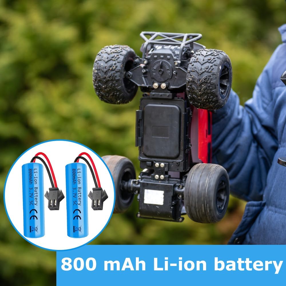 6 stk. 3,7V 800mAh LiPo-batterier med SM-2P-stik og USB-oplader til C2 D828-modeller | Høj autonomi | Sikker forbindelse | Genopladelig og bæredygtig, blå