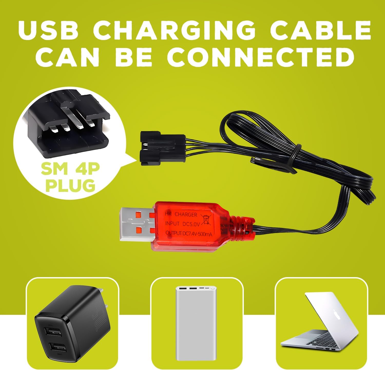 2400mAh 4.8V AA Ni-MH Battery Rechargeable SM 2P Plug For HY800 F1 F3 RC Boat RC Bus USB Cable SM 2P