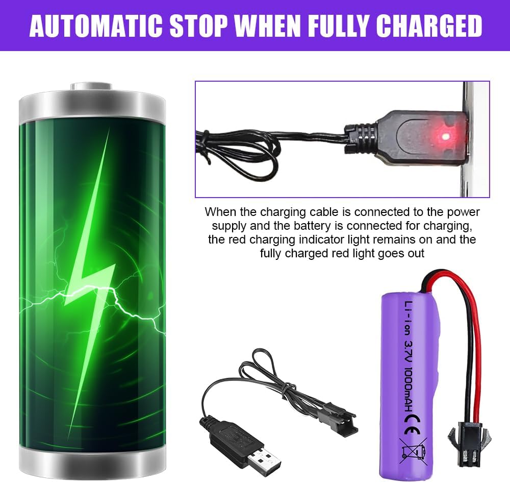 1 Pièce 7.4V 1000mAh SM-4P Batterie rechargeable avec câble de chargement USB pour DE36W DE65 NO.1809 RC Toy Vehicles