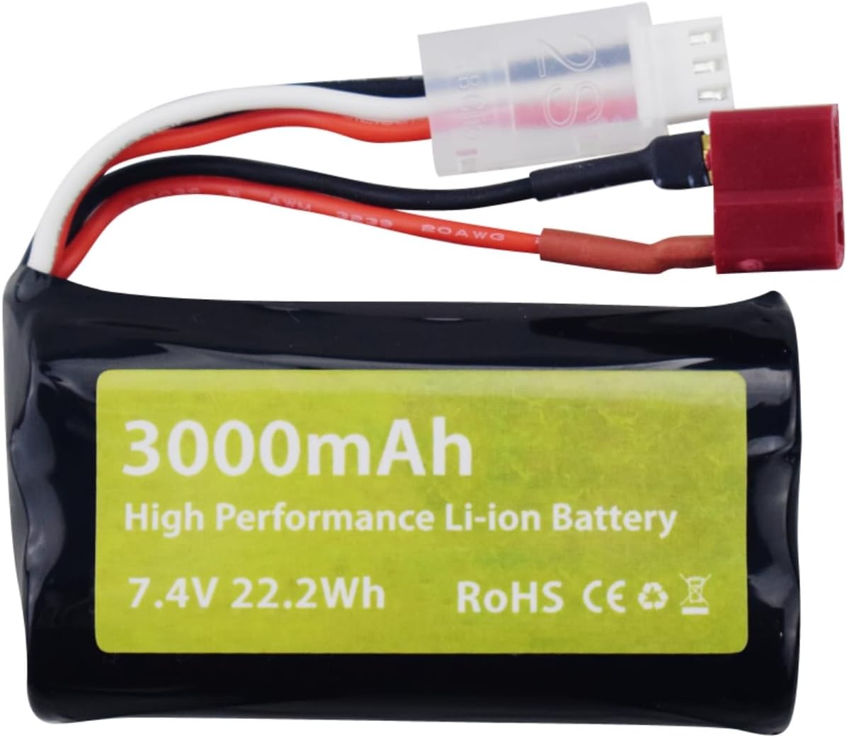 2 Pezzi Batteria al Litio 7.4V 3000mAh 15C 2S Li-ion con T-Plug + Caricabatterie 2-in-1 - Per Auto RC WLtoys 12423, MJX 14301, 14302, 14303, H16PL (Scala 1/10, 1/12, 1/16)
