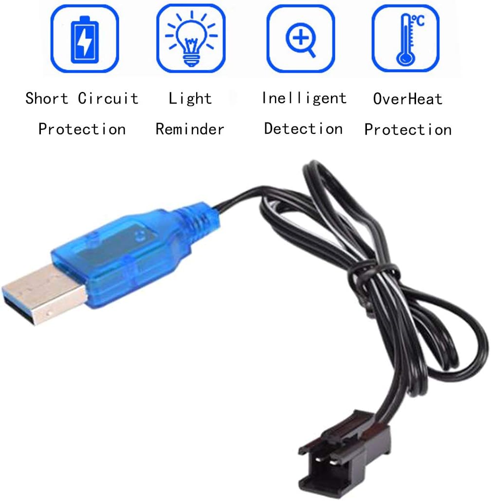 2 Pieces LiPo Batteries 3.7v 380mAh with USB Cable | Compatible with Hubsan X4 H107c H107d H107L, Syma X11 X11C, HS170 | Ideal for RC Quadricopters, RC Helicopters, Silver