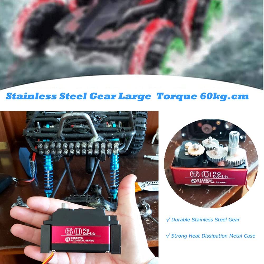 Digital Servomotor DS5160 7.4V 60KG with 18T Cam Servomotor for Robotic Truck Model Baja Car 1/10 (180 degrees)