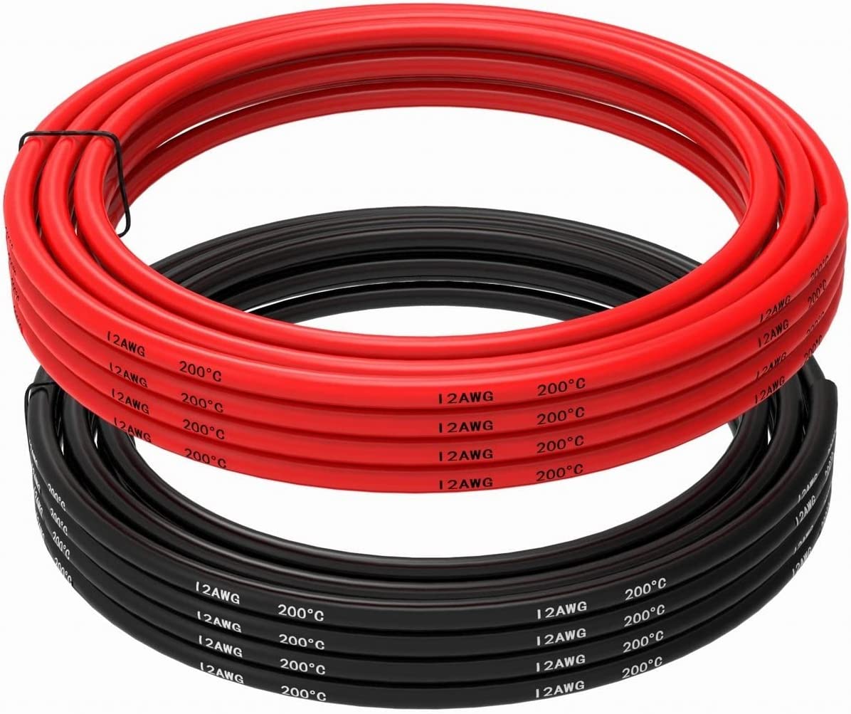 Cavo Silicone 12 AWG, 5m Flessibile | Alta Conducibilità, Resistente alle Alte Temperature | Identificazione Polarità, Rosso e Nero