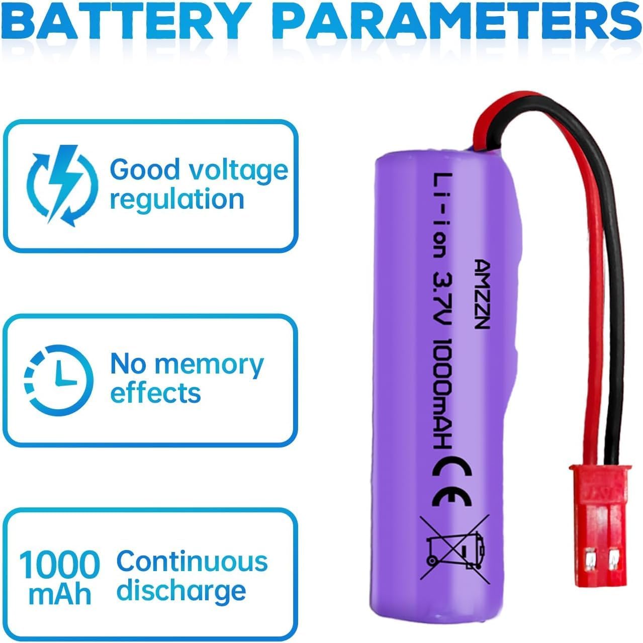 2 Batterie Li-Ion 3.7V 1000mAh JST-2P con Caricatore USB per Huina RC
