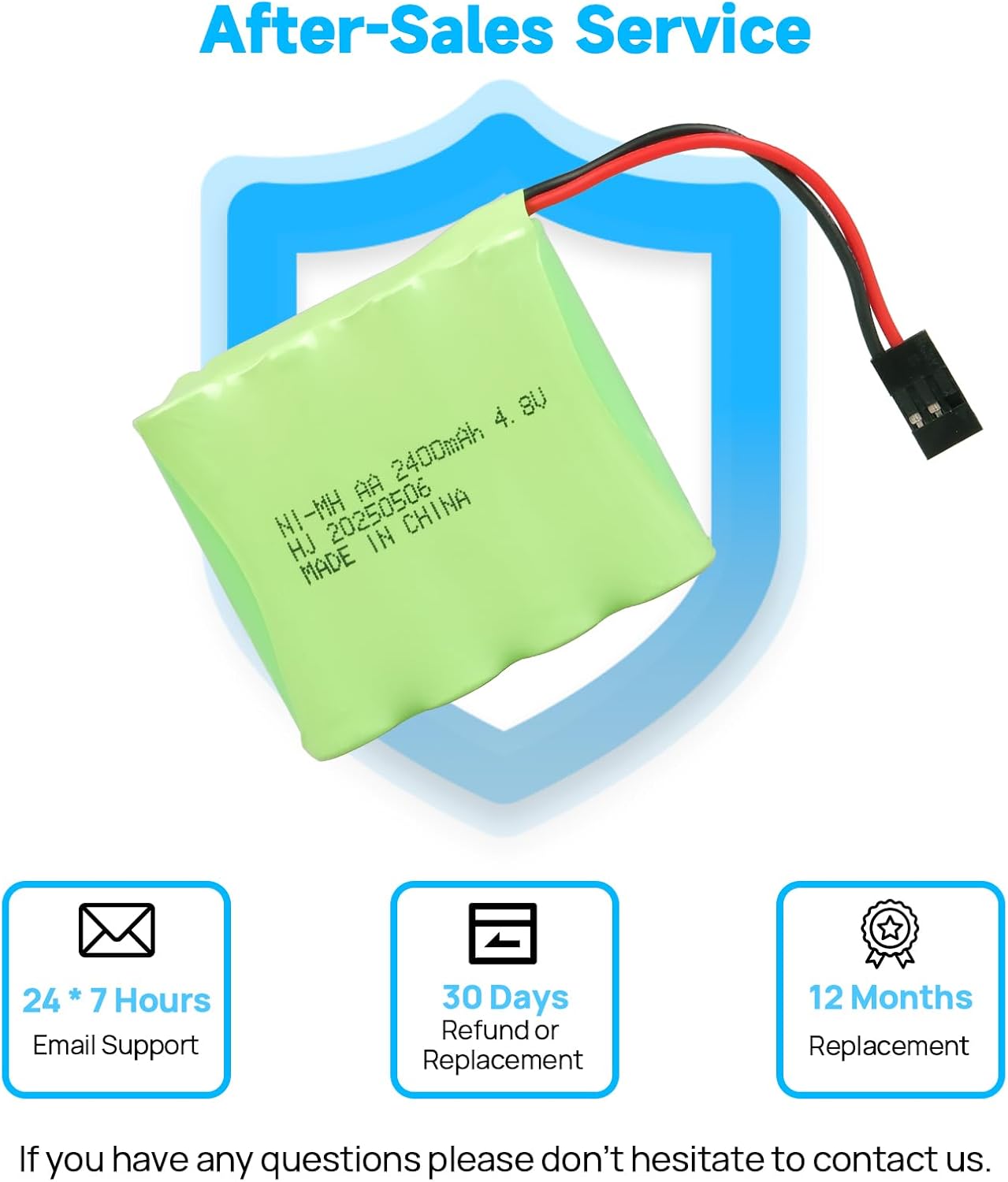 2 Batterie NiMH AA 4.8V 2400mAh Hitec Ricaricabili per RC e Ricevitori