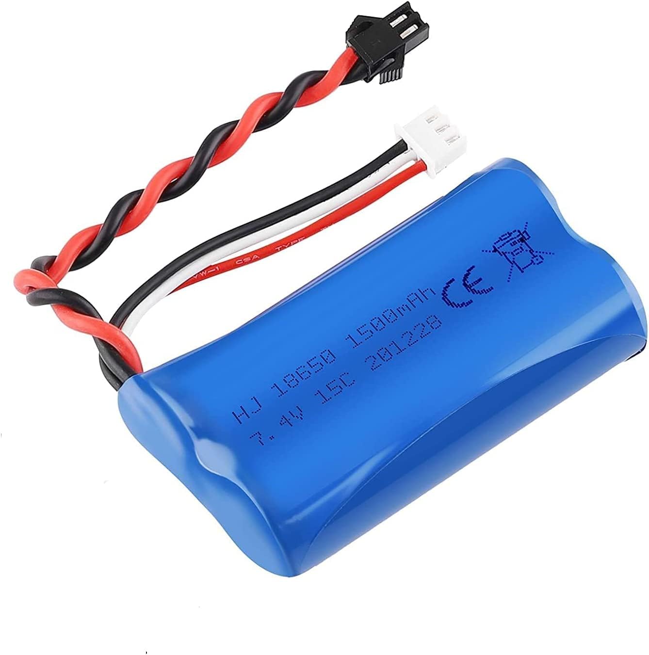 Lipo 1500mAh 7.4V 2S Battery with USB Charger Cable | Compatible with Rc Toys U12A S033G Q1 H101 | SM-2P Connector | Extended Life, Blue | 67x19x37-96 Gr