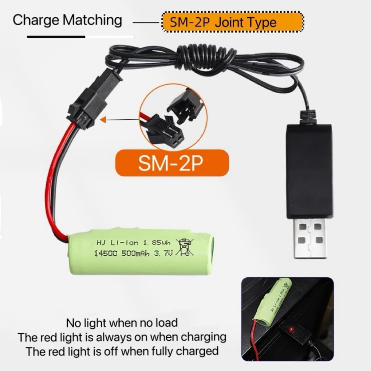 2er-Set 3.7V 500mAh Lithium-Batterien für RC Car Roll Stunts und Spielzeug DE35, DE38, DE40, DE50, und andere