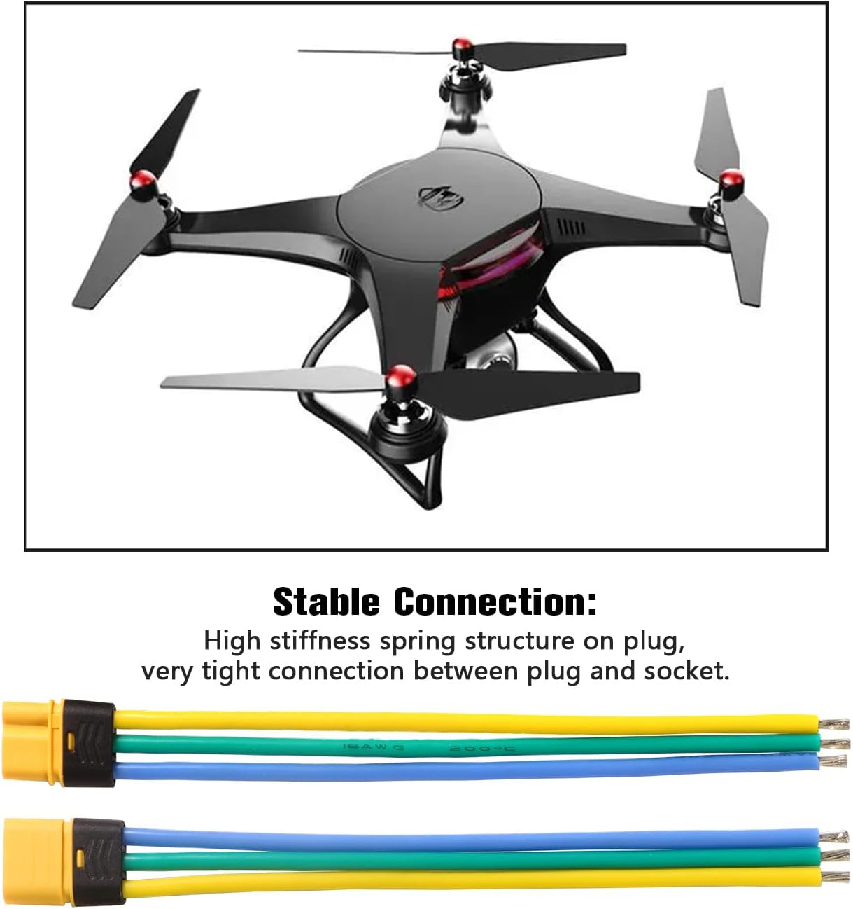 2 Pieces XT60 Parallel Male to 2 Female and Female to 2 Male 14AWG Cable | RC Lipo Battery Adapters | Drones, Cars, Airplanes, Model Builders